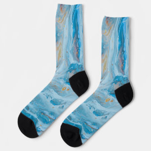 Chaussette Chaussettes folles Motif en marbre bleu et or