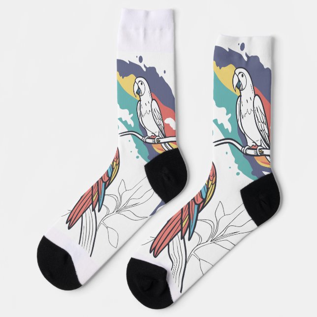 Chaussette Chaussettes graphiques en perroquets colorés (Gauche)