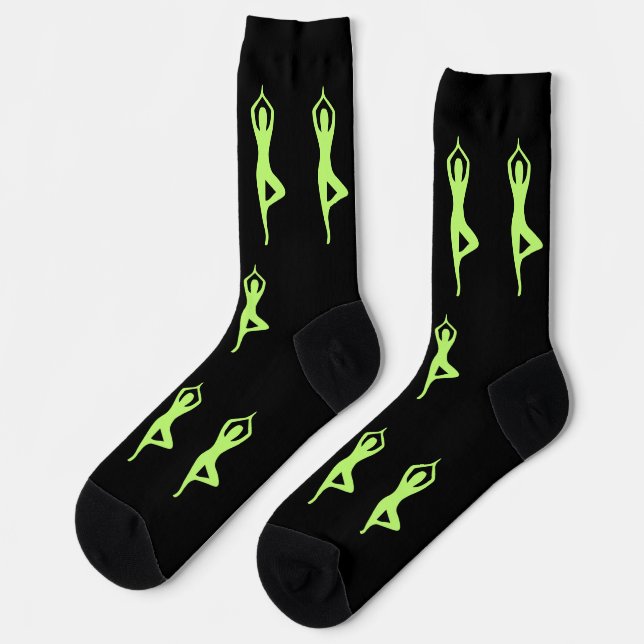 Chaussette Chaussettes graphiques vertes et noires Motif uniq (Gauche)
