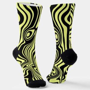 Chaussette Chaussettes Jaune Noir Gratté Couleur Personnalisé