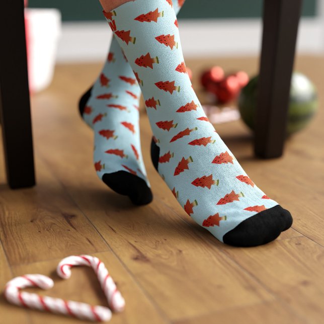 Chaussette Chaussettes Monogrammes Motifs de pastèque (Fun watermelon christmas tree pattern socks because why not. Just add your initial)