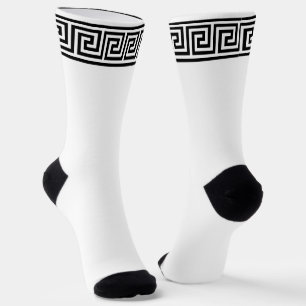 Chaussette Chaussettes montantes à motif grec noir et blanc