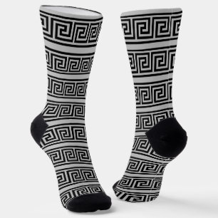 Chaussette Chaussettes montantes à motif grec noir et gris