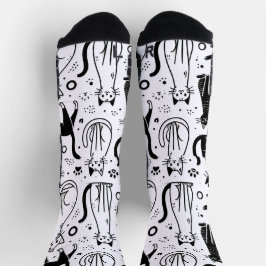 Chaussette Chaussettes Motif Chat Noir et Blanc - Élégant