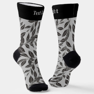 Chaussette Chaussettes Motif Feuilles noires