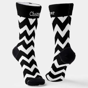 Chaussette Chaussettes motif zig zag noir et blanc
