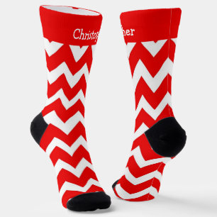 Chaussette Chaussettes motif zig zag rouge