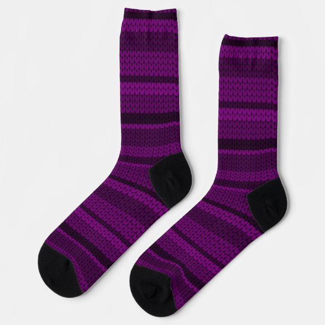 Chaussette Chaussettes motifs à faux tricot violet (Gauche)