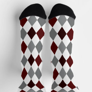 Chaussette Chaussettes Motifs Aggie Maroon & Jacquard gris