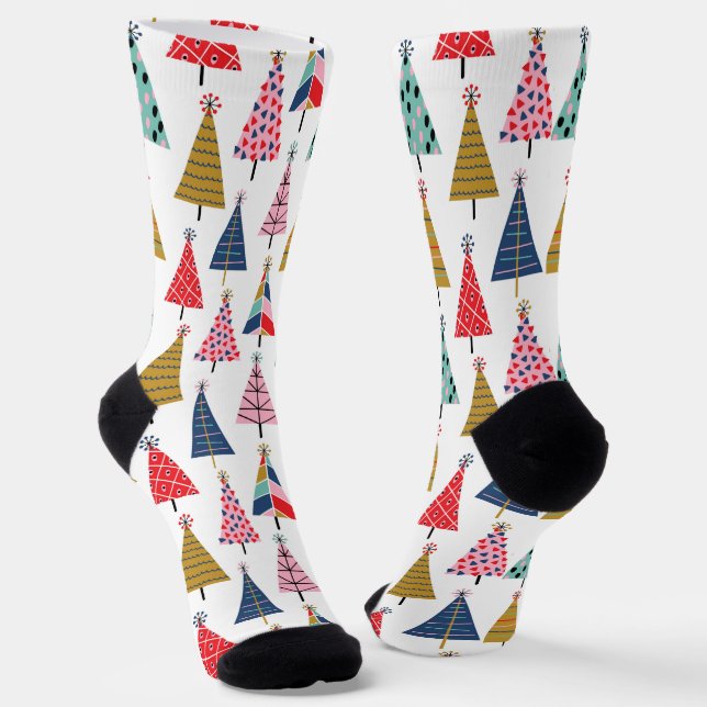 Chaussette Chaussettes Motifs Boho colorées Arbres de Noël (Angulaire)