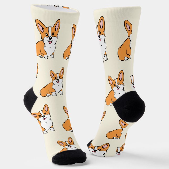 Chaussette Chaussettes Motifs de chien de Corgi mignonne (Angulaire)