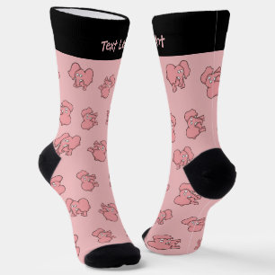 Chaussette Chaussettes Motifs de dessin rose éléphant