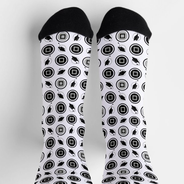 Chaussette Chaussettes Motifs de la casquette noire et argent (Haut)