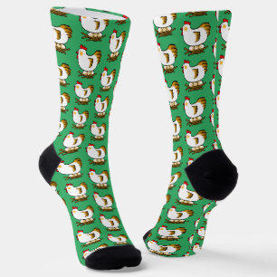Chaussette chaussettes motifs de poulet et oeufs