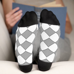 Chaussette Chaussettes motifs en diamant gris et blanc