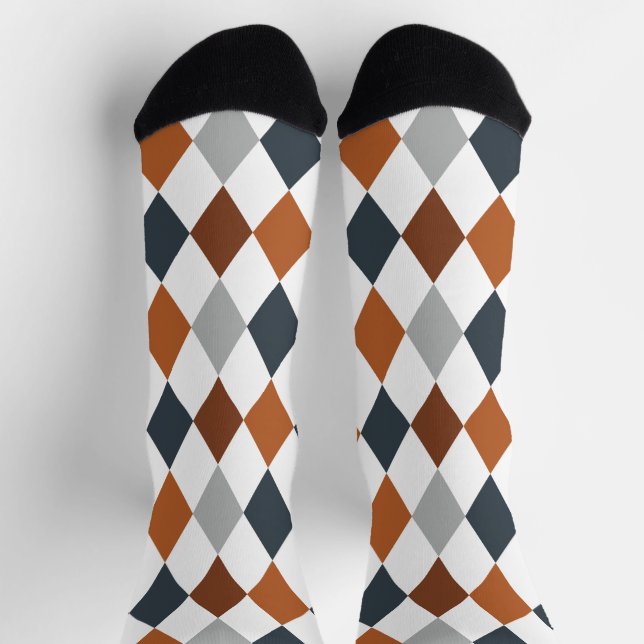 Chaussette Chaussettes Motifs Longhorn Burnt Orange & Grey Ja (Haut)
