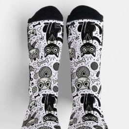 Chaussette Chaussettes Motifs pour chats noir et blanc amusan