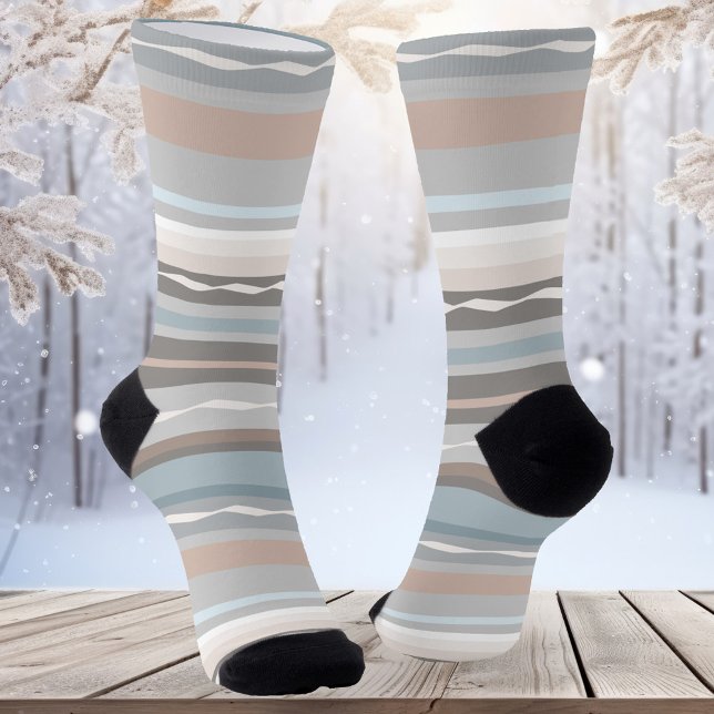 Chaussette Chaussettes Motifs rayées Pastel Style Plage (Socks with an elegant striped pattern in soft pastel beach colors)