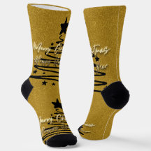 Chaussettes noires dorées