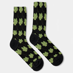 Chaussette Chaussettes noires Feuilles vertes