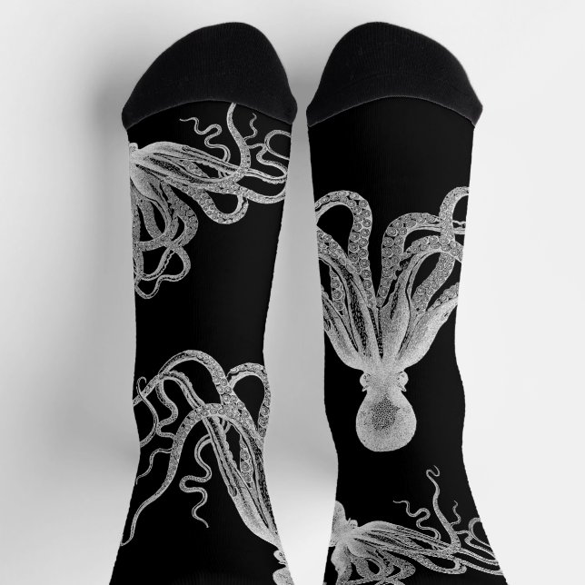 Chaussette Chaussettes noires Octopus blanches (Haut)