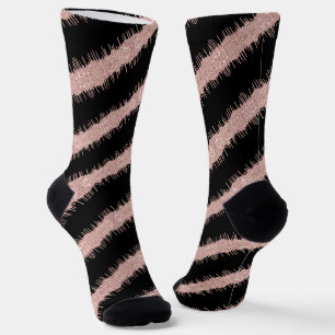 Chaussette Chaussettes noires Rose spirale Parties scintillan