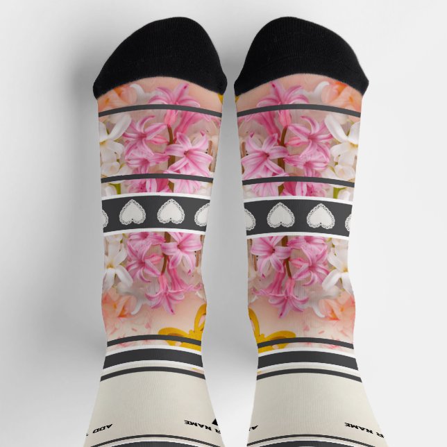 Chaussette Chaussettes numéro de nom de fleur rose (Haut)