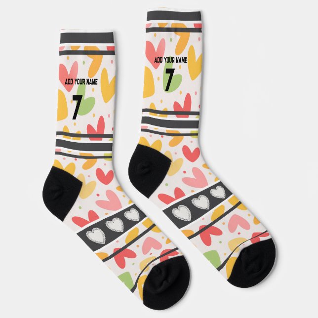 Chaussette Chaussettes numéro nom cœur Coloré (Droite)
