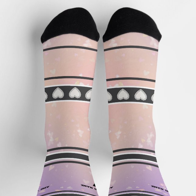 Chaussette Chaussettes numéro nom rose violet (Haut)