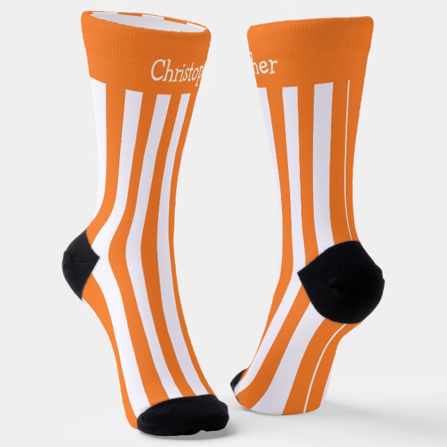Chaussette Chaussettes Orange Et Blancs Design (Angulaire)