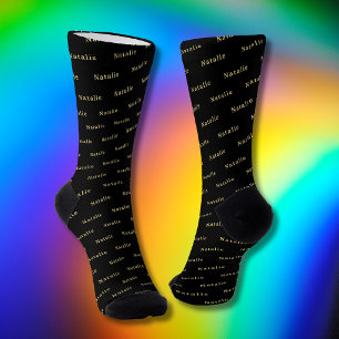 Chaussette Chaussettes personnalisées au nom Or Noir Texte pe