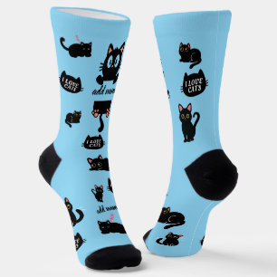 Chaussette Chaussettes Personnalisées Chat Noir - Cadeau Pers