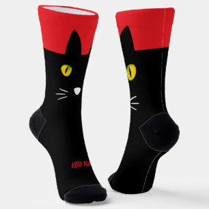 Chaussette Chaussettes Personnalisées Chat Noir - Cadeau Pers