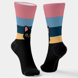 Chaussette Chaussettes Personnalisées Chat Noir Nom Couleur