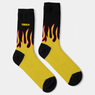 Chaussette Chaussettes Personnalisées Flamme Jaune et Noir
