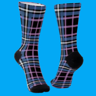 Chaussette Chaussettes Plaid Équipage – Style Carreaux Bleu &