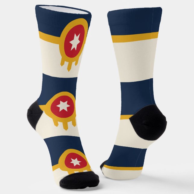 Chaussette Chaussettes pour hommes avec drapeau de Tulsa, Okl (Angulaire)