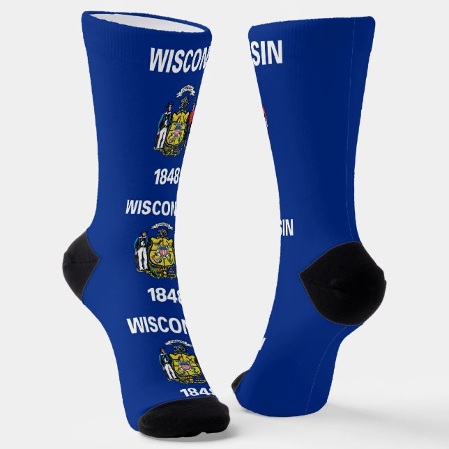 Chaussette Chaussettes pour hommes avec drapeau du Wisconsin, (Angulaire)