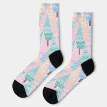 Chaussettes préppy pastel à motif sapin de Noël
