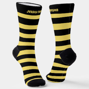Chaussette Chaussettes rayées personnalisées en noir et jaune