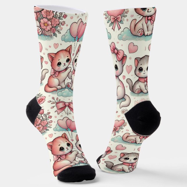 Chaussette Chaussettes Romantiques Cute Kitten - Adorable Pas (Angulaire)