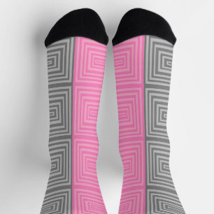 Chaussette Chaussettes rose et gris avec Motif géométrique Un