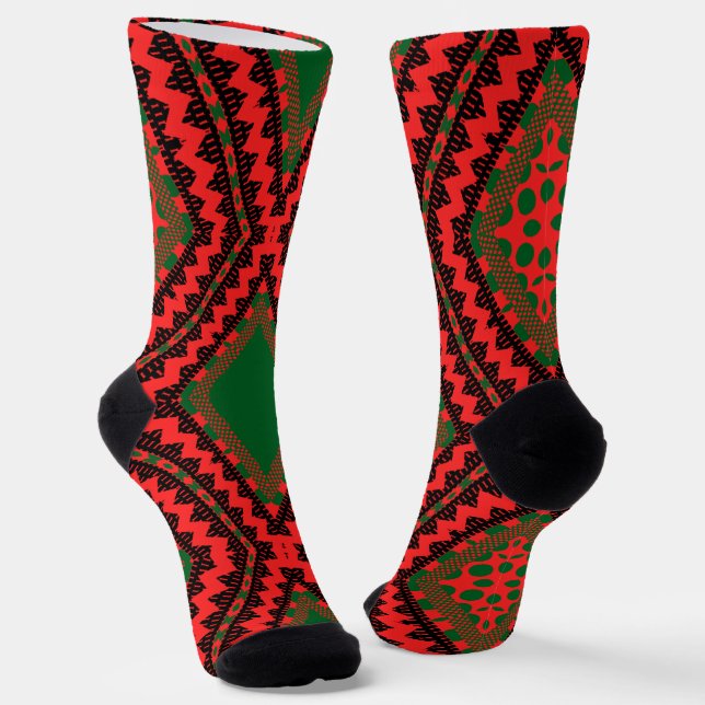 Chaussette Chaussettes rouges Afro Pop Kente (Angulaire)