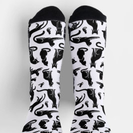 Chaussette Chaussettes Silhouette Chat Noir Élégantes