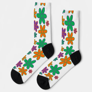 Chaussette Chaussettes super à fleurs les années 70 blanches