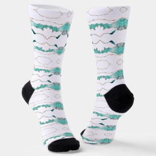 Chaussette Chaussettes turquoises Bleues Bleues Blances