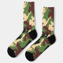 Chaussettes vert camouflage et marron