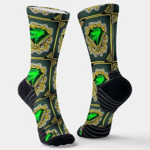 Chaussette Chaussettes vert émeraude et un Motif diamant