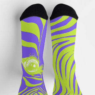 Chaussette Chaussettes Zèbre Mismatched Jaune Violet