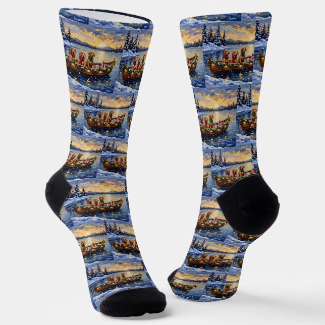 Chaussette Chesapeake Bay Retriever Christmas Boat Holiday (Angulaire)